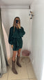 Abito satinato verde bottiglia