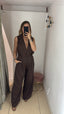 Pantalone lino cioccolato