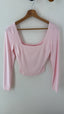 Maglia crop lycra rosa saldo