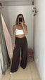 Pantalone lino cioccolato
