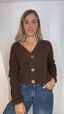 Cardigan bottoni maglina cioccolato