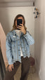 Giacca denim borchie